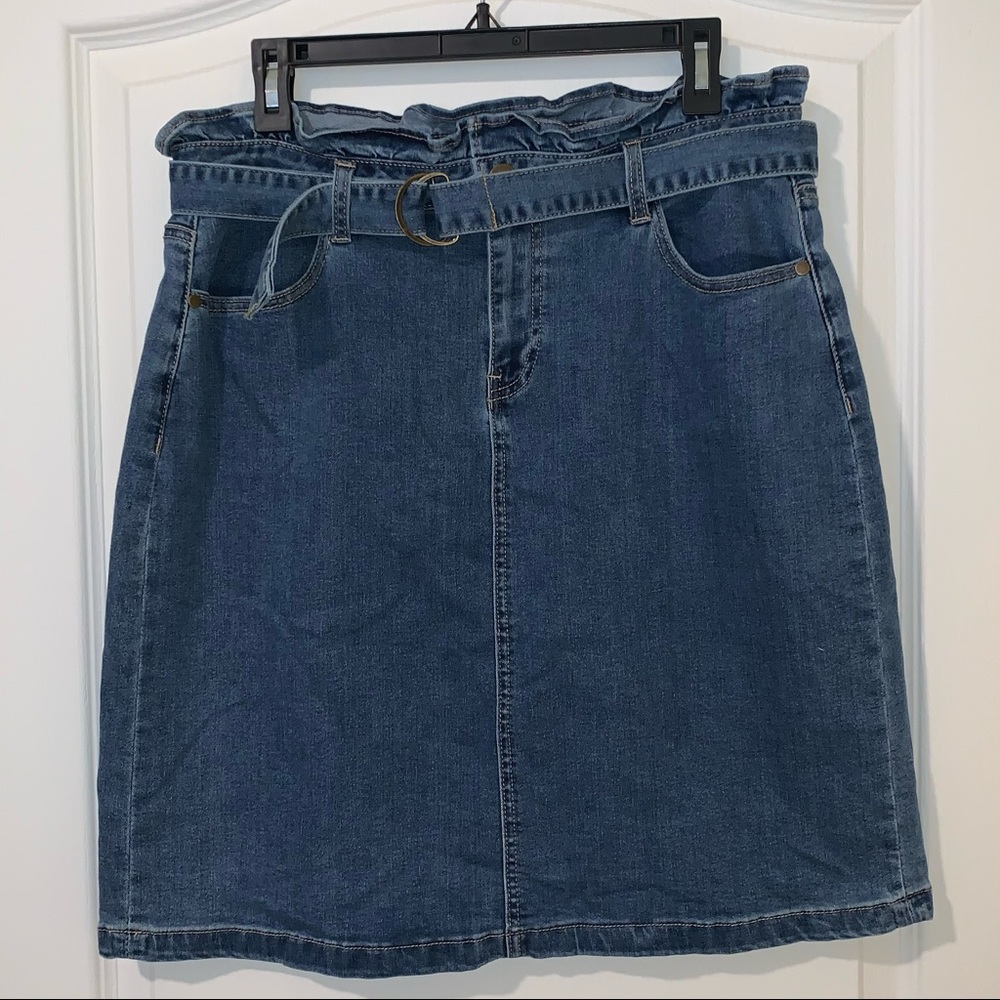 ⭐️Last sale!!! Best Offer!!! Cato blue denim skirt with ruffle and belt
